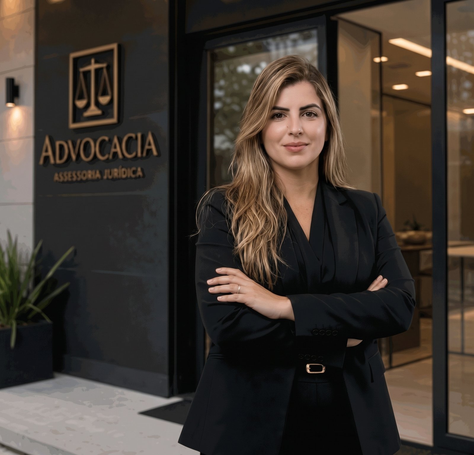 Dra. Nayara Miranda em frente ao escritório de advocacia