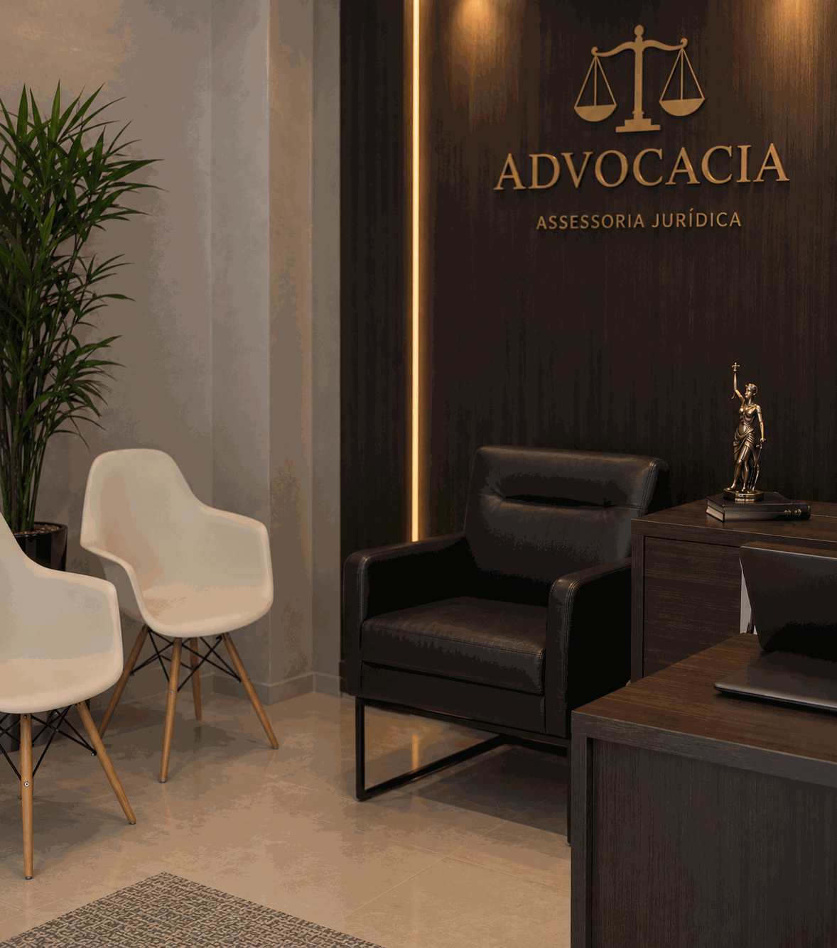 Recepção e sala de atendimento do escritório da Dra. Nayara Miranda em Brasília - DF